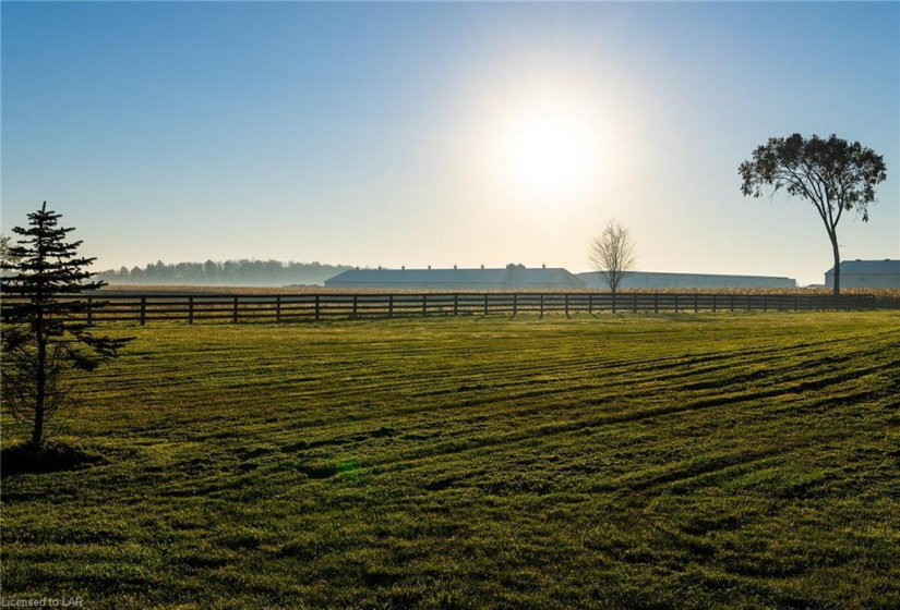 Entire property offers 45.9 acres in the heart of Georgian Triangle.  Meanwhile there are 28-30 acres of land to  do your own farming or presently used for hay to supply the horses.